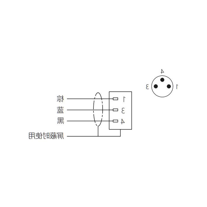 M8 3Pin, male 90°, single-end pre-cast PVC non-flexible cable, grey sheathed, 63S203-XXX