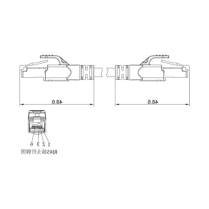 RJ45 Straight male to RJ45 straight male, double-ended precast PVC non-flexible cable, shielded, yellow sheath, 0C4208-XXX