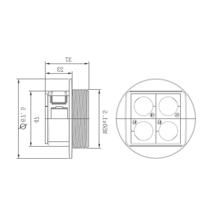 KBL cable entry system, thread specification M50x1.5, thread length 14 mm, KBL-QVT50/4, 047502